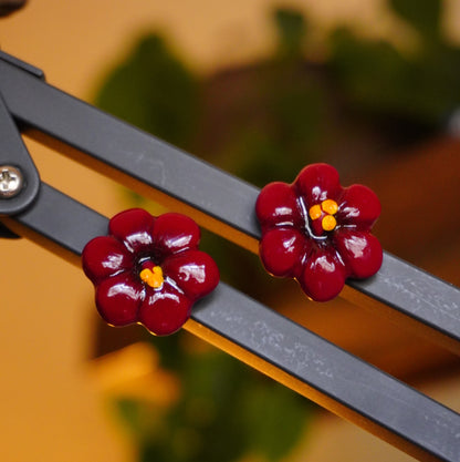Clay Hibiscus Flower Magnet
